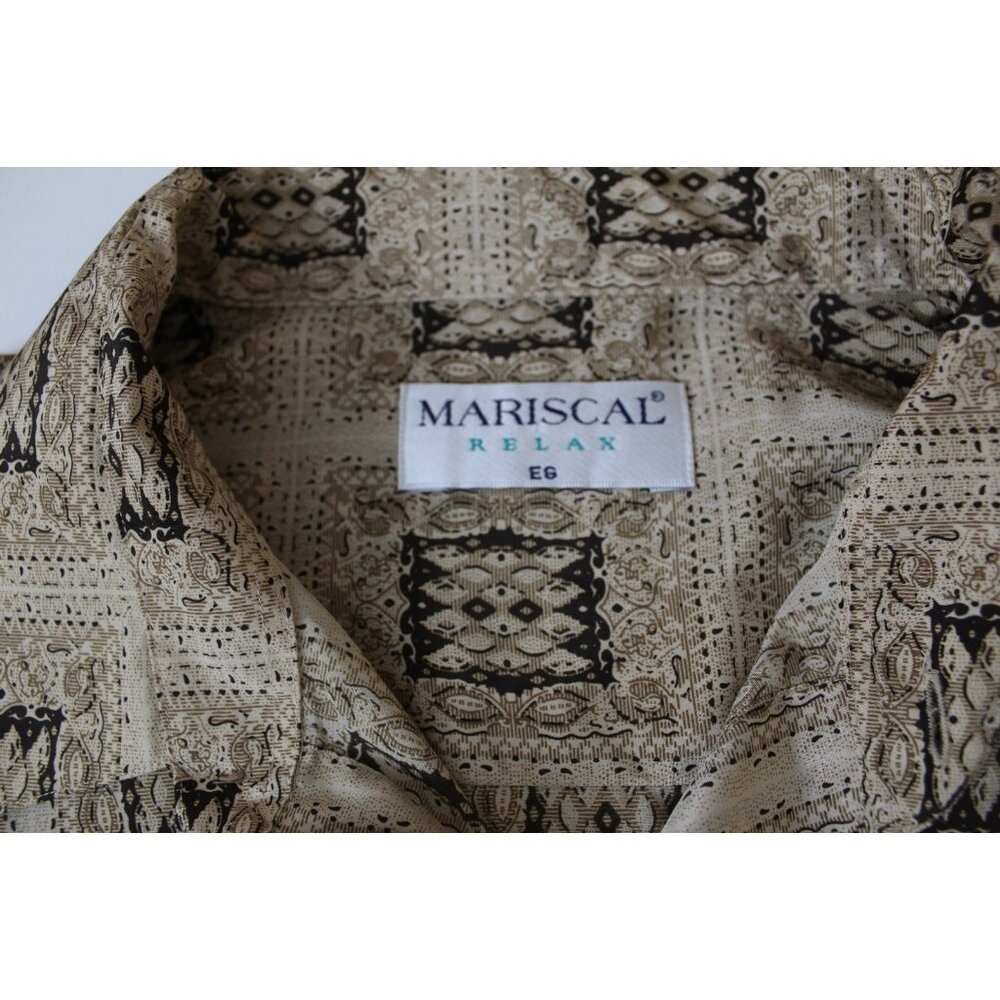 Mariscal Relax Men’s XL/EG Long Sleeve Button-Up Shirt Beige Geometric Pattern - Picture 4 of 4